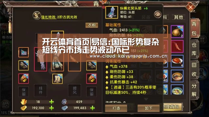 开云体育首页|易信:国际形势复杂 短线令市场走势波动不已(图1) 开云体育官网